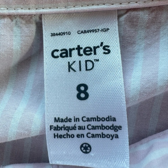 Carter’s Girls Pink Striped Unicorn Button Down Long Sleeve Shirt Size 8 - Picture 6 of 6